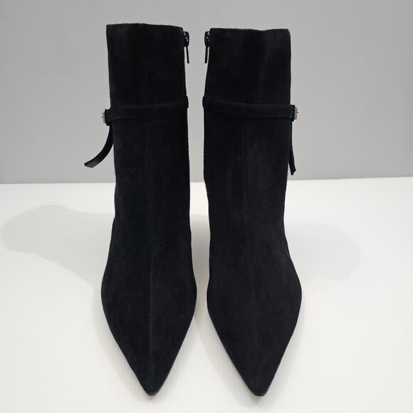 NEW Steve Madden Layan Ankle Bootie Womens 9 Black Suede Pointed Toe Heel - Picture 5 of 14